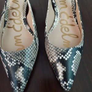 Leather Snakeskin Sam Edelman Sling Back Pumps